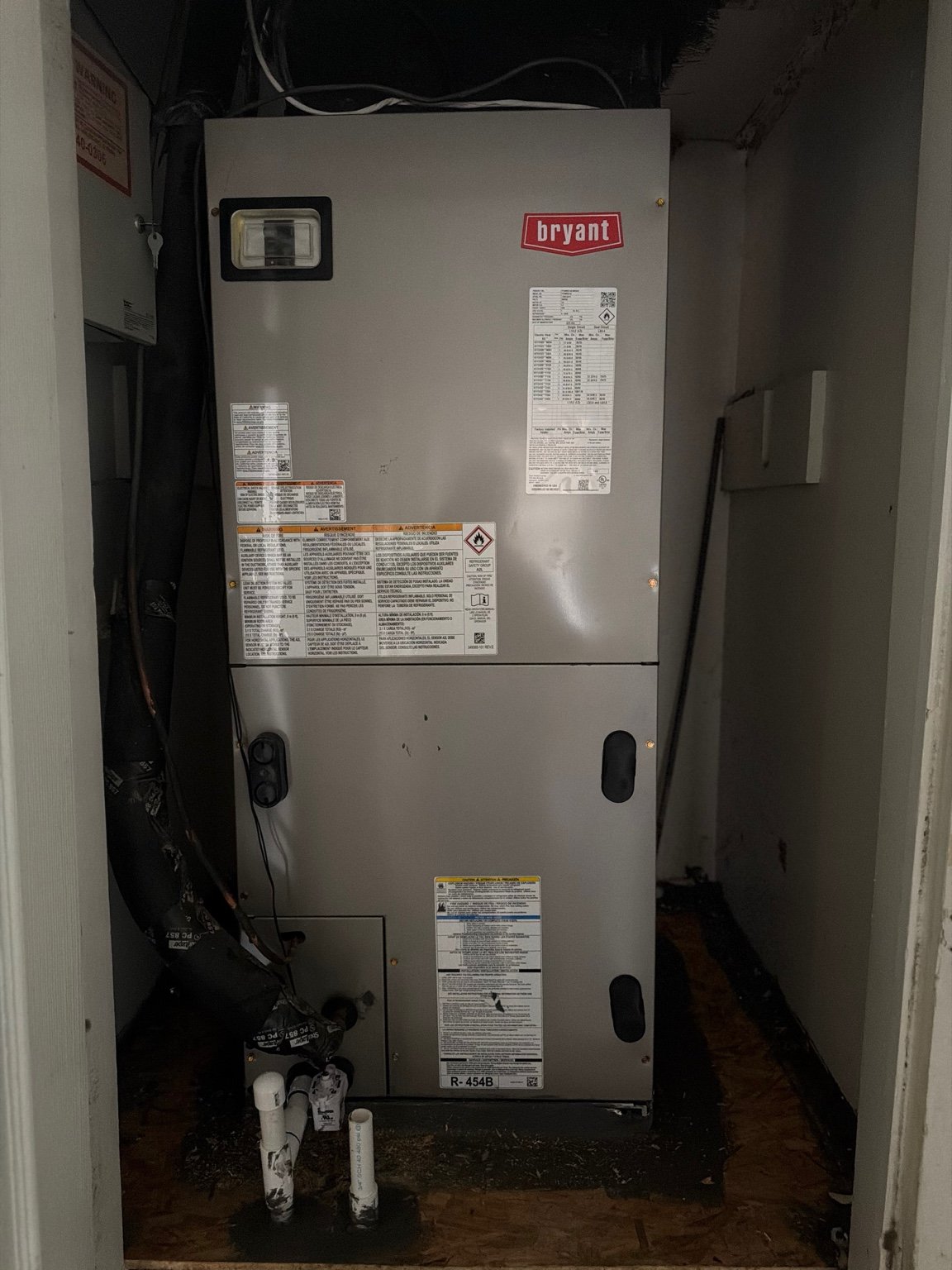 Air handler installed in closet