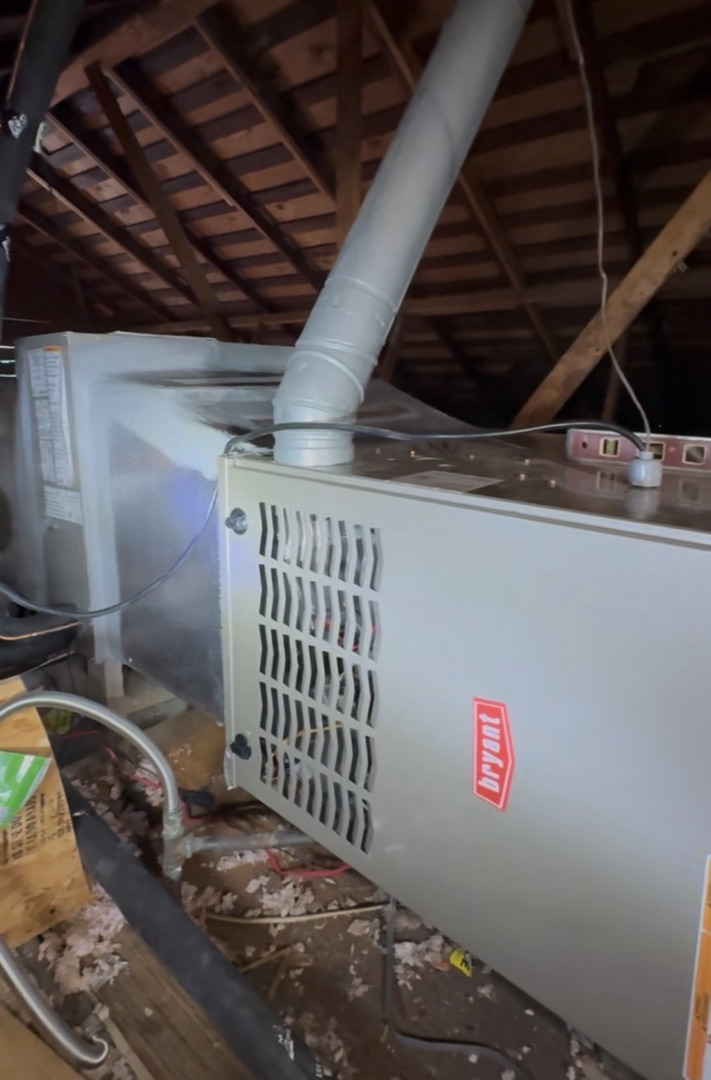 Furnace installation in attic
