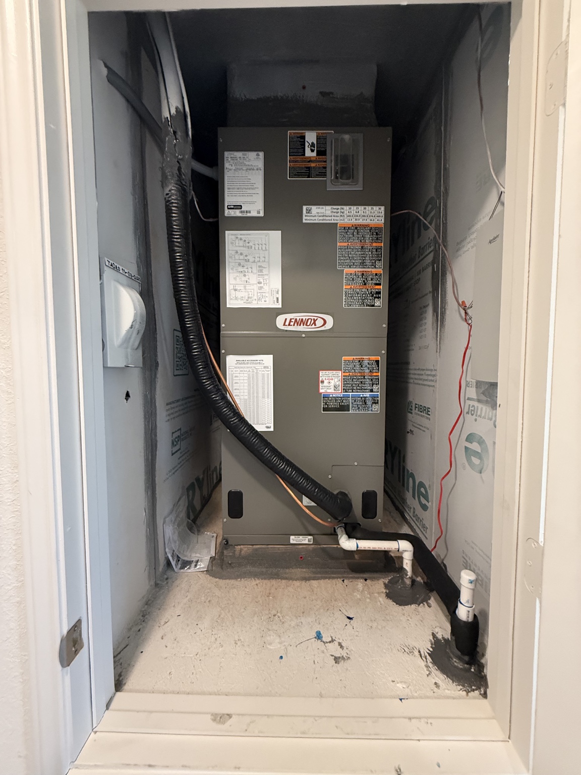 Indoor HVAC system installation in closet