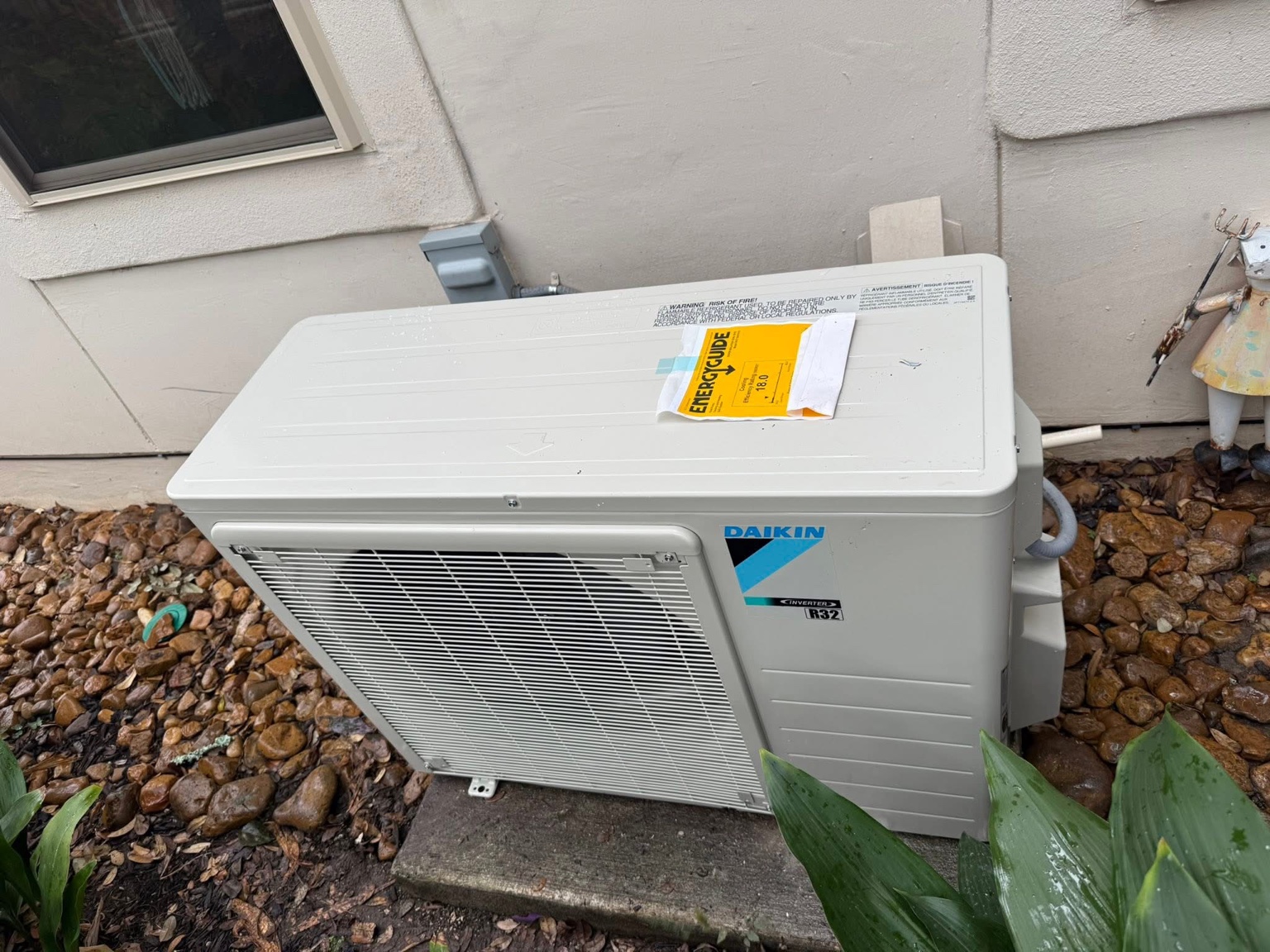 Mini split outdoor unit installed outside home