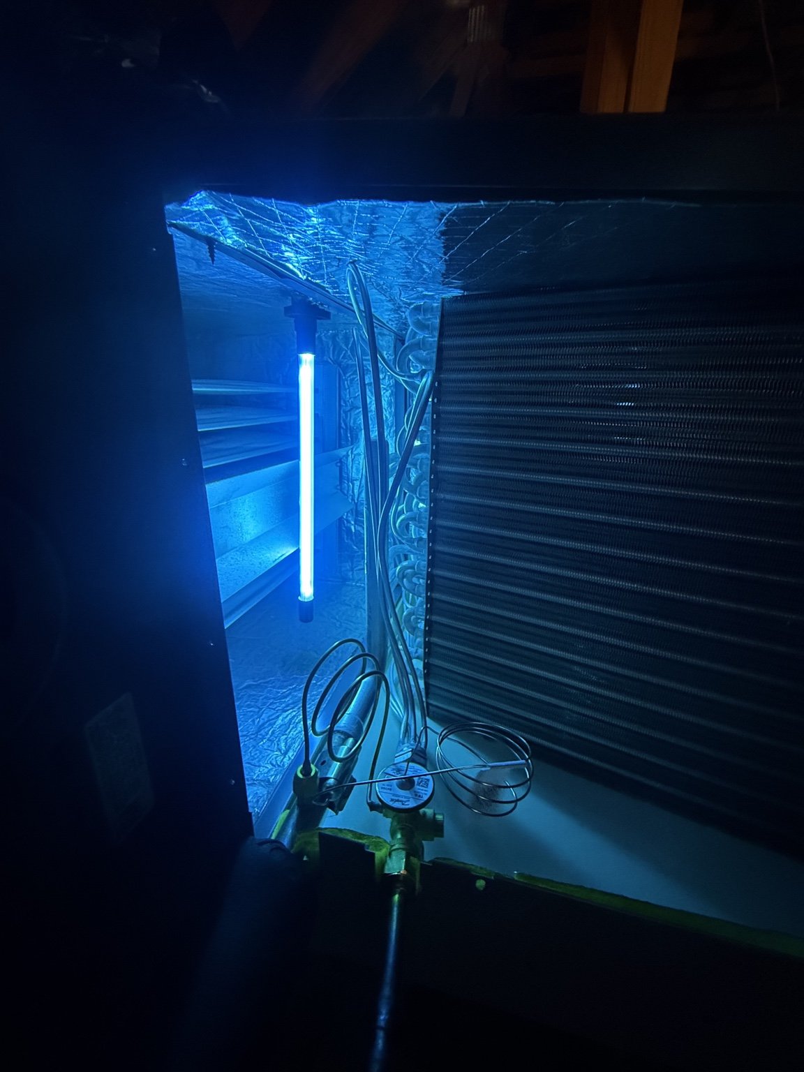 UV light installation inside HVAC system